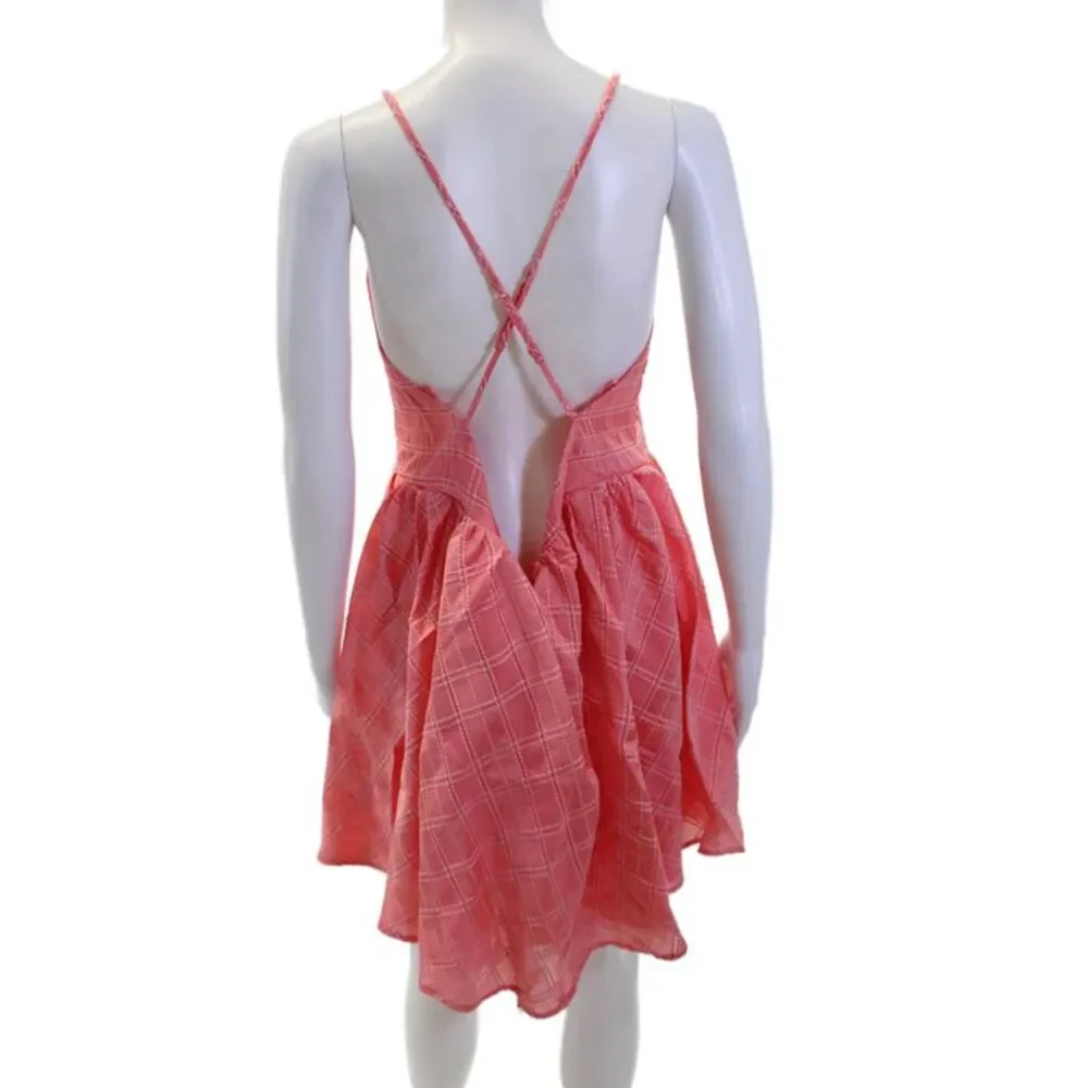 C/MEO Collective Womens V-neck Sleeveless Same Thing Mini Dress Coral Size L
